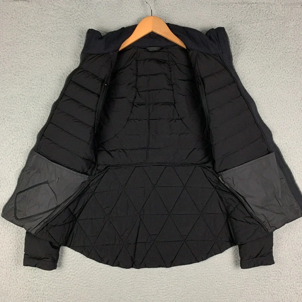Lululemon Fluffed Up Jacket Women's 8 Black Zip Up Goose Down Reflective Running